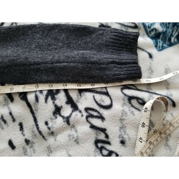 CYNTHIA ROWLEY Merino Wool Blend TurtleNeck Tie Sides Charcoal Sweater Top Sz XS - Picture 9 of 10